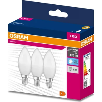Žárovka 3PAK LED žárovka E14 B35 4,9W = 40W 470lm 4000K Neutrální 200° OSRAM VALUE
