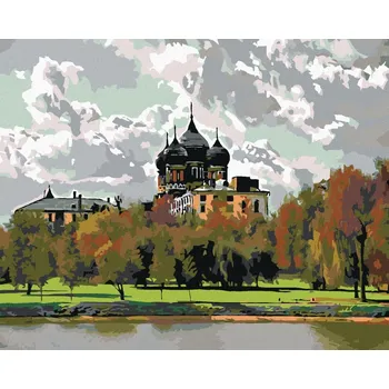 Hračka Diamondi Diamantové malování - ZÁMEČEK U ŘEKY Rozměr: 40x50 cm, Rámování: bez rámu a bez vypnutí plátna