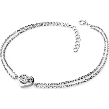 Náramek Dámský náramek přírodní diamant 0.176 ct G/SI srdce a brilianty 10877-NR02-B 10877-NR01-B délka 19 cm