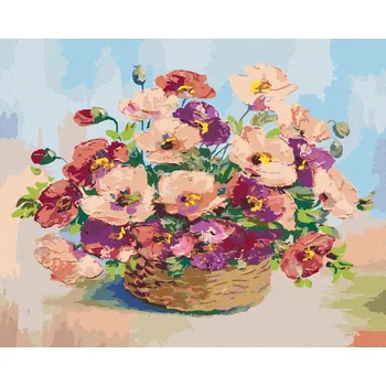 Diamondi Diamantové malování - PROUTĚNÝ KOŠÍK VLČÍHO MÁKU Rozměr: 40x50 cm, Rámování: bez rámu a bez vypnutí plátna