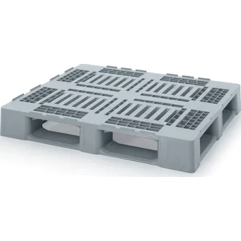 paleta Hygienické palety s bezpečnostním okrajem 120 x 100 x 16 cm, 5 ližin nesvařovaných - Stříbrošedá - materiál: HD-PE - H3+5