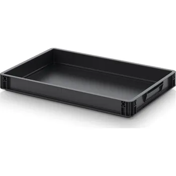 ESD euro přepravky 60 x 40 x 7,5 cm - Dopravní černá - materiál: ESD PP - ESD EG 64/75 HG
