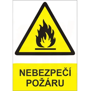 Samolepící etiketa NEBEZPEČÍ POŽÁRU - PVC Samolepka