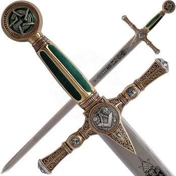 Replika zbraně Marto Zlatý Zednářský meč se sytě leptanou čepelí