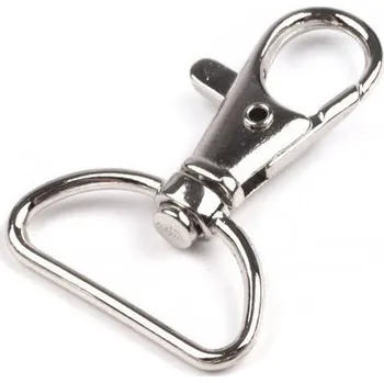 Kovová karabina otočná, průvlek 25 mm, barva 1 nikl