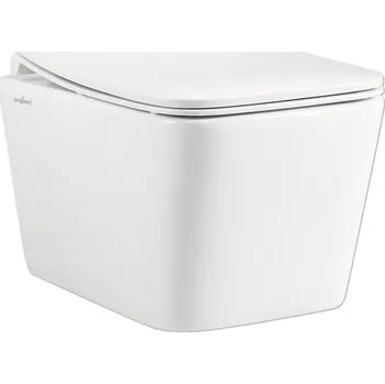 Závěsné WC Jungborn Three hluboké splachování otevřený splachovací okraj bílá s WC sedátkem