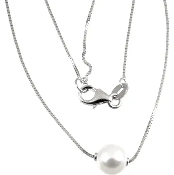 Náhrdelník ŠPERKY-NM, Zlatý řetízek s perlou v bílém zlatě 444 Délka náhrdelníku: 45 cm