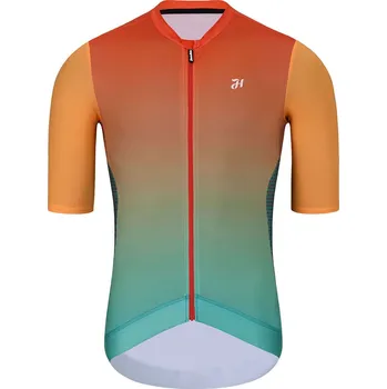 cyklistický dres HOLOKOLO Cyklistický dres s krátkým rukávem - INFINITY - zelená/oranžová/červená XS