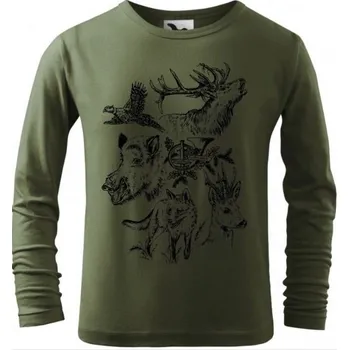 Chlapecké tričko E-myslivost Dětské myslivecké triko s dlouhým rukávem - OBYVATELÉ LESA - Velikost 158