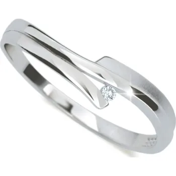 Prsten Dámský prsten bílé zlato 585/1000 přírodní diamant 0.015 ct G/SI DF2000 velikost 58