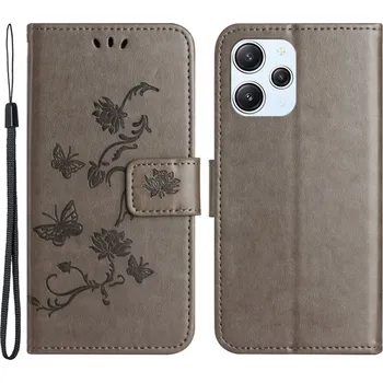 Pouzdro na mobilní telefon Flower knížkové pouzdro na Xiaomi Redmi 12 4G/5G - šedé