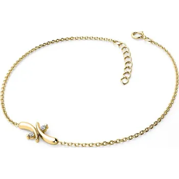 Šperk Dámský náramek žluté zlato 585/1000 přírodní diamant 0.030 ct G/SI s brilianty 10851-NR01-ZL délka 17 cm