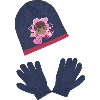 Čepice SOUPRAVA ČEPICE A RUKAVICE PLYŠÁKOVÁ DOKTORKA, tmavě modrá Velikost: 52