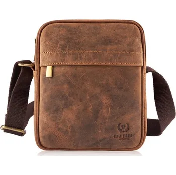 Paolo Peruzzi Pánská kožená crossbody přes rameno; hnědá