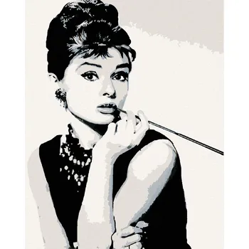 Hračka Diamondi Diamantové malování - AUDREY HEPBURN ČERNOBÍLÁ Rozměr: 40x50 cm, Rámování: bez rámu a bez vypnutí plátna