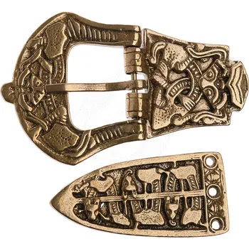 Karnevalový kostým Výprodej Vikinská opasková sada Jellinge – Mosazná přezka a nákončí - Outlet
