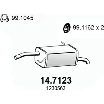 Zadní díl výfuku Zadní tlumič výfuku ASSO 14.7123