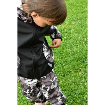 Chlapecká bunda Yháček Softshellová bunda Yháček, zimní, dinosauři na šedé Velikost: 122