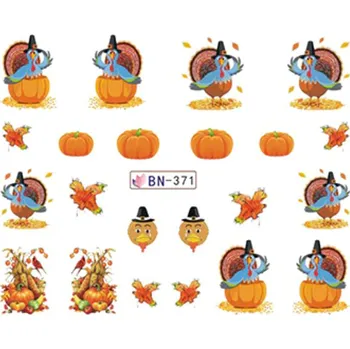 Umělé nehty Barevné podzimní vodolepky na nehty - PODZIM (BN371) (Podzimní obtisky na nehty BN371)
