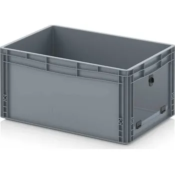 paleta Skladové otevřené přepravky V euroformátu s průhlednou deskou z akrylového skla 60 x 40 x 32 cm - Stříbrošedá - materiál: PP - EG SKS 64/32 HG