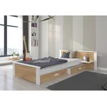 Nábytek PEGAS s.r.o. Postel ALDEX SHELF 200x90 Bílá+Dub Zlatý
