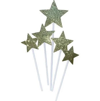 Party dekorace Ozdoba na dort HVĚZDY - zlatá (5ks)