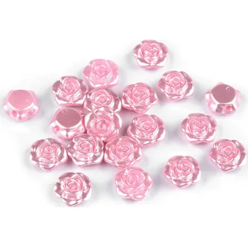 Dětské navlékací korálky Plastové voskové korálky / perly růžičky s průvlekem Ø13 mm