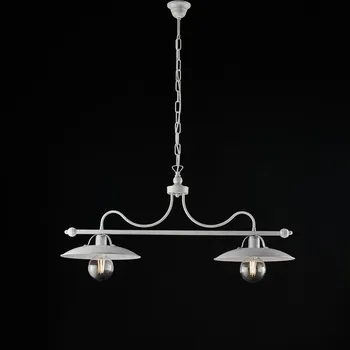 Light for home - Kovový lustr BL234-2-BA Cantina, 2 X 60 Watt Max, bílá, stříbrná, 2 X 60 W, E27, Bílá, stříbrná