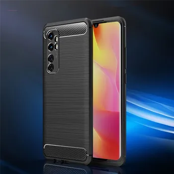 Pouzdro na mobilní telefon Ochranný silikonový obal karbon pro Xiaomi Mi Note 10 Lite - černý