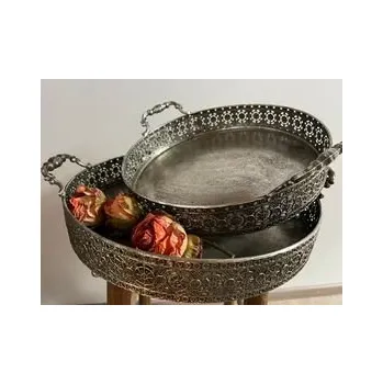 Dekorativní kovový tác Silver - větší