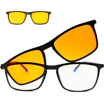 Počítačové brýle Brýle na počítač 3 v 1 proti 100% modrému světlu, čirá, žlutá a oranžová skla + zdarma obal a hadřík