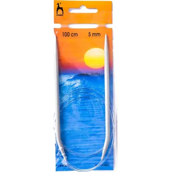 Pletací jehlice PONY, hliníkové, kruhové, 1 kus, délka 100cm, velikost 5mm