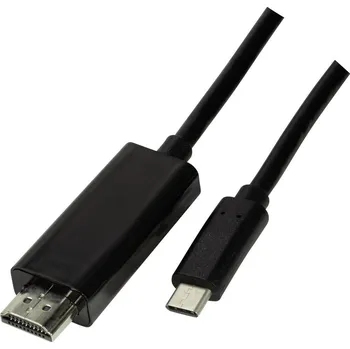 Mobilní telefon LogiLink USB-C® / HDMI kabelový adaptér USB-C ® zástrčka, Zástrčka HDMI-A 1.80 m černá UA0329 Kabel pro displeje USB-C®