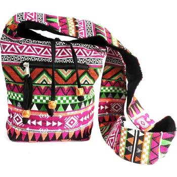 Ancient Wisdom Etno taška přes rameno Růžová z žakárové tkaniny