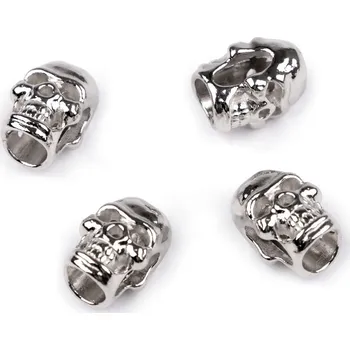 Kovová koncovka na šňůru Ø5 mm / ozdoba lebka, malé, 3 nikl