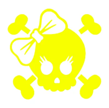 Samolepicí dekorace na vozidlo Lebka 059 levá s mašlí (70 - Fluorescentní žlutá) SAMOLEPKA NA AUTO, NÁLEPKA, FÓLIE, POLEP, TUNING, VLASTNÍ TEXT, TISK, AUTOSAMOLEPKY.cz, POLEPY, OBRÁZEK, LOGO, 3D STICKERS