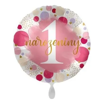 Balónek Balón foliový 1. narozeniny - holka - holčička - 43 cm