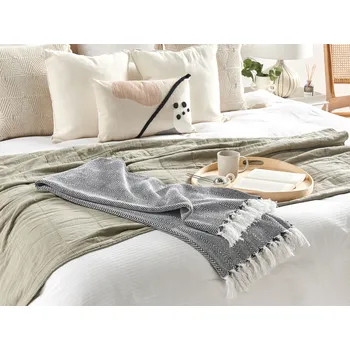 Přehoz na lůžko Deka černá bavlna 130 x 160 cm Přehoz přes postel Boho Coastal Beliani