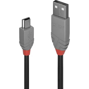 Mobilní telefon LINDY USB kabel USB 2.0 USB-A zástrčka, USB Mini-B zástrčka 3.00 m černá 36724