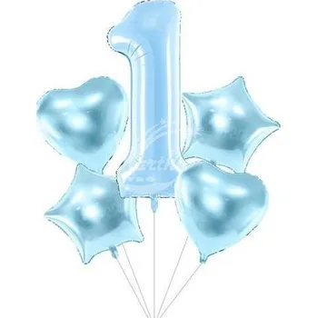 Zábavní pyrotechnika Balónkový buket s jedničkou - modrý - 5 ks