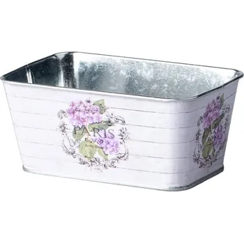 Květináč Plechový květináč 145x95x65mm hranatý, Paris bedna