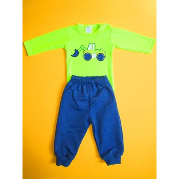 Kojenecká souprava Arex, ČR Kojenecká souprava body dlouhý rukáv + tepláčky s aplikací Barva: zelená+denim, Velikost: 74