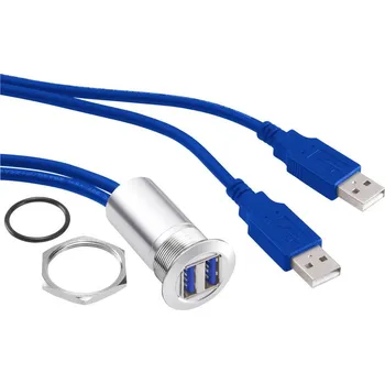Elektrická zásuvka TRU COMPONENTS USB-13 Vestavná USB zásuvka zásuvka, vestavná 2x zásuvka USB A ⇔ 2x zástrčka USB A, s 60cm kabel Množství