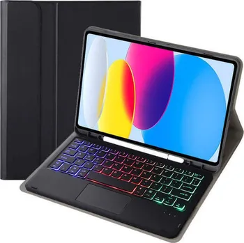 Myš Pouzdro s podsvícenou klávesnicí a držákem na stylus pro Apple iPad Air 4 10.9" 2020 - černé
