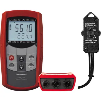 Greisinger GMH5155+GMSD-2,5MR-K měřič vysokého/nízkého tlaku v systémech, Kalibrováno dle (DAkkS), měří tlak vzduchu, 0