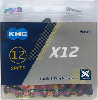 Řetěz na kolo KMC X12 Aurora 12 rychlostí duhový 126 článků