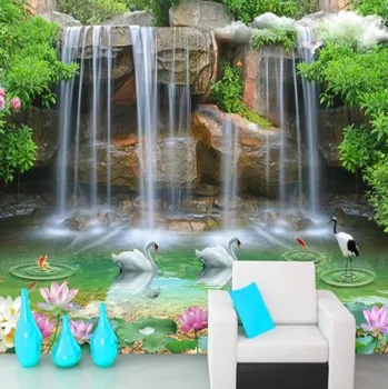 Fototapeta Solution Media 3D tapeta - Vodopád s labutěmi MU1407 3 - 3D Relief - Vliesová tapeta - 320g/m2