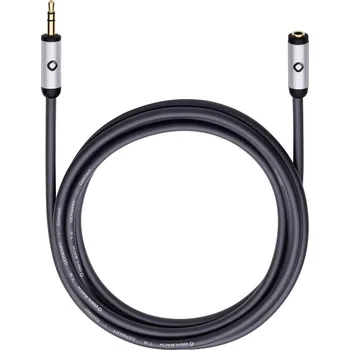 Elektrická zásuvka jack audio prodlužovací kabel [1x jack zástrčka 3,5 mm - 1x jack zásuvka 3,5 mm] 3.00 m černá pozlacené kontakty Oehlbac