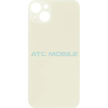 Náhradní kryt pro mobilní telefon iPhone 15 Plus zadní kryt (sklo) žlutý s logem (OEM) - Big Hole a zpět 19 Kč s ATC Clubem