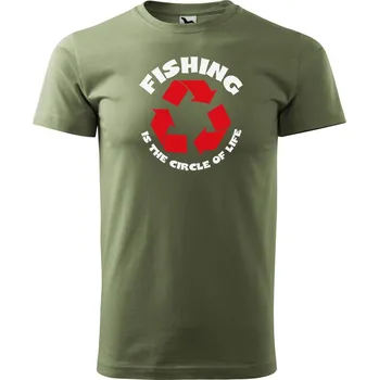 Pánské tričko DOBRÝ TRIKO Pánské tričko s potiskem FISHING Velikost: S, Barva: Khaki